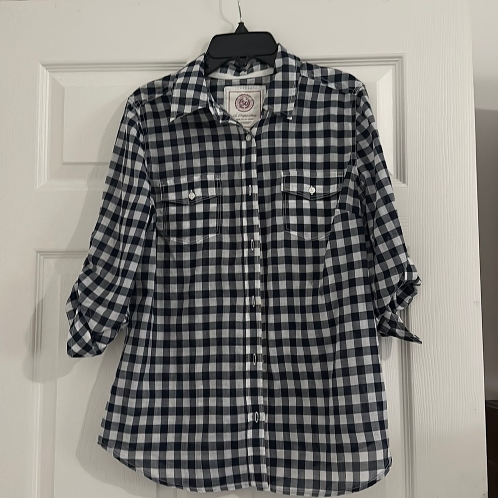 Blue and white checkered shirt